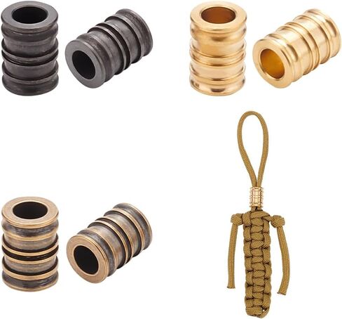 NBEADS 6 Pcs Lanyard Beads Paracord Bracelet Beads, Groove Column European Brass Beads Metal Loose Spacer Beads for Jewelry EDC String Pendant Parachute String Tool in Saudi Arabia