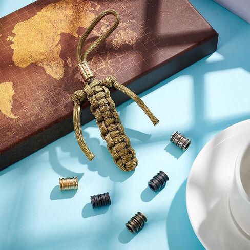 NBEADS 6 Pcs Lanyard Beads Paracord Bracelet Beads, Groove Column European Brass Beads Metal Loose Spacer Beads for Jewelry EDC String Pendant Parachute String Tool in Saudi Arabia