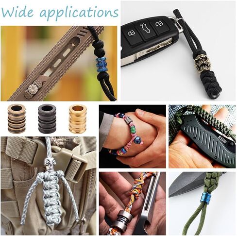 NBEADS 6 Pcs Lanyard Beads Paracord Bracelet Beads, Groove Column European Brass Beads Metal Loose Spacer Beads for Jewelry EDC String Pendant Parachute String Tool in Saudi Arabia