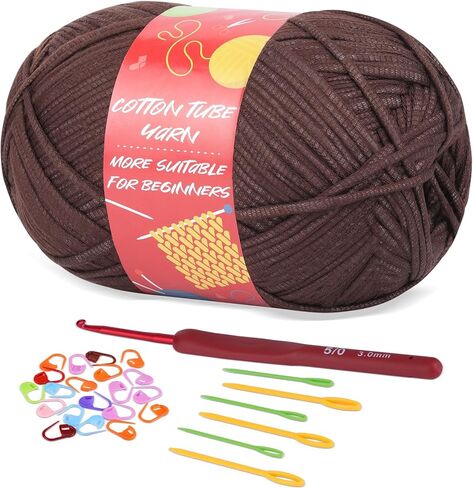 12.3OZ Yarn for Beginner Crocheting, 350g No Split Crochet Yarn, Beginners Yarn for Crocheting and Knitting with Crochet Hooks, Stitch Markers, Easy Yarn for Beginners Crocheting Christmas Decoration in Kuwait