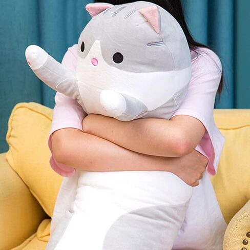 وسادة معانقة قطيفة للقطط من GAIORD، لعبة حيوانات محشوة كبيرة طويلة للقطط، وسادة قطط محشوة على شكل حيوان قطط، وسادة عناق وسادة للجسم in Kuwait