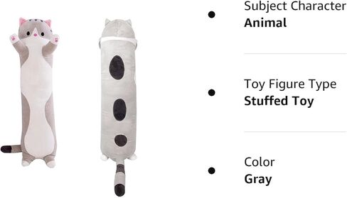 وسادة معانقة قطيفة للقطط من GAIORD، لعبة حيوانات محشوة كبيرة طويلة للقطط، وسادة قطط محشوة على شكل حيوان قطط، وسادة عناق وسادة للجسم in Kuwait