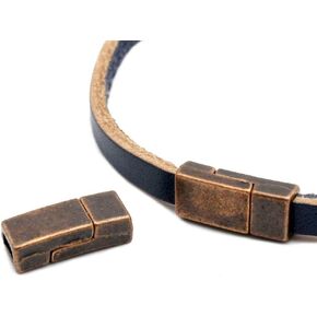 Pack 10 Flat Magnetic Clasps for Jewelry Making Leather Strap Glue in 5x2mm Hole Antique Copper in Kuwait