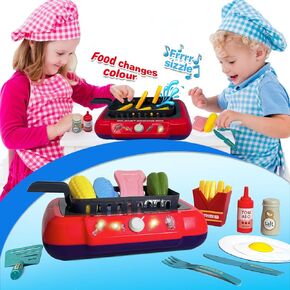 TALGIC DIY Magic Fry Gourmet Cooking Box, Kitchen Set Toy for Kids, Pretend Play 20 PCS Play Food for Kids Kitchen Playset, The Best Birthday Gift for Children in Kuwait