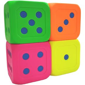 Macro Giant 6 Inch PU Foam Jumbo Big Playing Dice, Set of 4, Basic Color, Math Teaching, Teaching Aids, Board Games, Kid Toy in Saudi Arabia