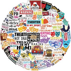 50 قطعة من ملصقات المسرح الجمالية لتزيين الفينيل المقاوم للماء لزجاجة المياه والكمبيوتر المحمول والهاتف المحمول ولوحة التزلج والأمتعة للملصقات المراهقات والبنات البالغات in Kuwait