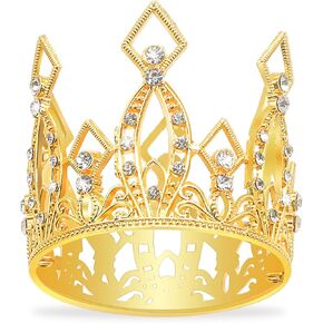 نيو ميمو تاج صغير لتزيين الكيك على شكل تاج ذهبي، تاج ذهبي لتزيين الكيك من حجر الراين لحفلات الزفاف واعياد الميلاد وحفلات استقبال المولود الجديد وكعكة الاميرة الملكة in Kuwait