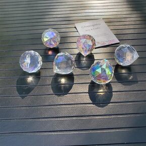 chengmu 30mm Crystal Glass Ball 10pcs Chandelier Prisms Pendants Parts Beads Rainbow Maker Garden Suncatcher for Windows Candelabra Lamp Curtain Party Wedding Decoration - AB Colour