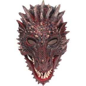 Creativity Dragon Half Mask Novelty Halloween Carnival Head Mask Latex Red in Kuwait