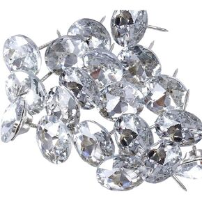 abcGoodefg 60PCS Rhinestone Sew Buttons Crystal Head Upholstery Nails Tacks Diamond Decorative for Sofa Bed Headboard Wall Crafts DIY Decoration (25MM)