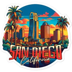 San Diego Sticker Souvenirs Small Decal for Water Bottle Laptop Notebook Tumbler Skateboard Computer Phone Size - 4″×4″ Funny Gift Graphic Decorative Wall in Kuwait