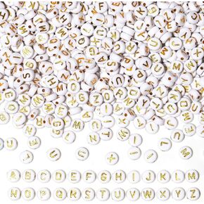 DUQGUHO 3500 قطعة من خرز الحروف لصنع المجوهرات والأساور DIY خرز الحروف الأبجدية من الأكريليك A-Z أبيض مستدير 26 حرف خرز أقراط إكسسوارات الحرف اليدوية in Kuwait