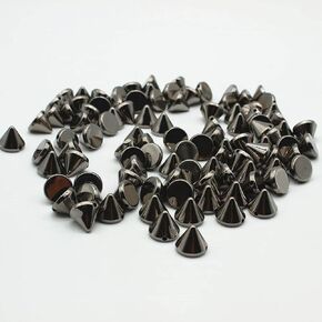 100pcs 10mm Gold Acrylic Spike Cone Studs, Beads, Sew On, Glue On, Stick On, DIY Garments, Bags Shoes Embellishment (Golden)