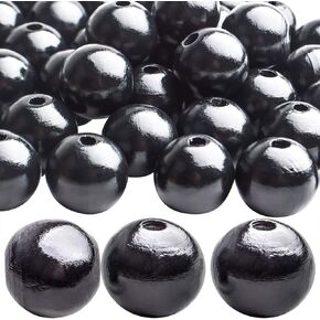 Aylifu Black Wooden Beads,100pcs 20mm Wooden Beads Round Wood Beads Loose Spacer Beads with 4.5mm Hole for DIY Crafts Handmade Decorations Jewelry Making in Saudi Arabia