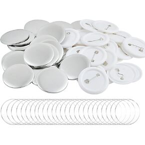 100 Pieces Blank Badge Button Parts for Button Making Machine - Metal Shells and Plastic Base Components, Badge Making Supplies for DIY Arts Crafts Gifts Souvenirs in Saudi Arabia