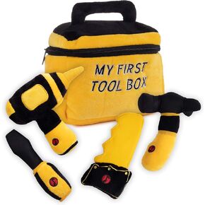 Talking Plush My First Toy Tool Box Set for Toddlers | Includes Cuddly Hammer, Handsaw, Screwdriver, Vibrating Hand Drill, & Zippered Tool Box with Cool Sounds