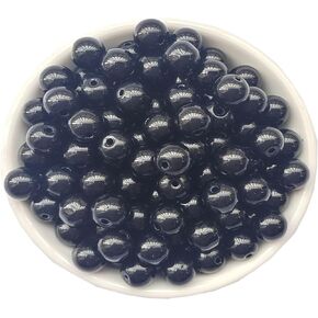 Glass Beads 8mm 100pcs Round Smooth Loose Beads for Bracelet Necklace Jewelry Making Craft DIY （8mm, 50805 Dark Blue）