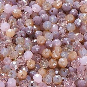 St.Kunkka Crystal Glass Beads for Jewelry Making, 1000pcs 4mm Small Briolette Faceted Rondelle Crystal Beads Austria Loose Spacer Beads for DIY Women Bracelet Necklace (Pink and Purple)
