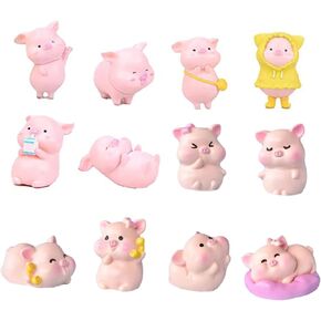 12 قطعة تماثيل خنزيرية صغيرة، ألعاب خنزيرية لطيفة وردية على شكل خنزير، أشكال يدوية الصنع لبيت الدمى ديكورات المنزل لتزيين الكعك in Kuwait