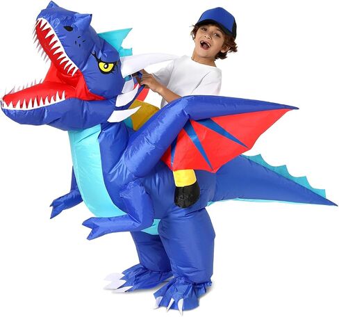 Ozyalo Inflatable Dragon Costume Kids Size, Halloween Blow Up Dinosaur Costume for Boys Girls, Funny Ride On Dinosaur Costume in Kuwait