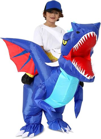 Ozyalo Inflatable Dragon Costume Kids Size, Halloween Blow Up Dinosaur Costume for Boys Girls, Funny Ride On Dinosaur Costume in Kuwait
