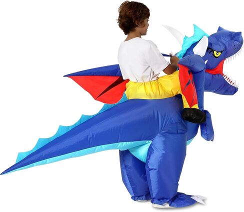 Ozyalo Inflatable Dragon Costume Kids Size, Halloween Blow Up Dinosaur Costume for Boys Girls, Funny Ride On Dinosaur Costume in Kuwait
