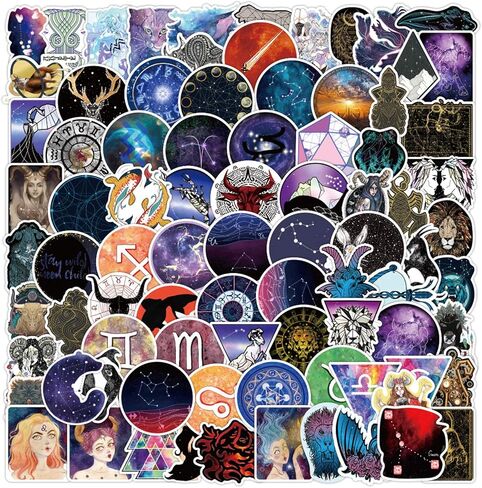 ملصقات التارو العرافة من 100 قطعة من الابراج والنجوم والمجرة بتصميم هاراجوكو، ملصقات بنمط الاضواء الشمالية والسماء المرصعة بالنجوم، ملصقات من الفينيل لمجرة التارو والاسطورة السحرية للابتوب والمصدات in Kuwait
