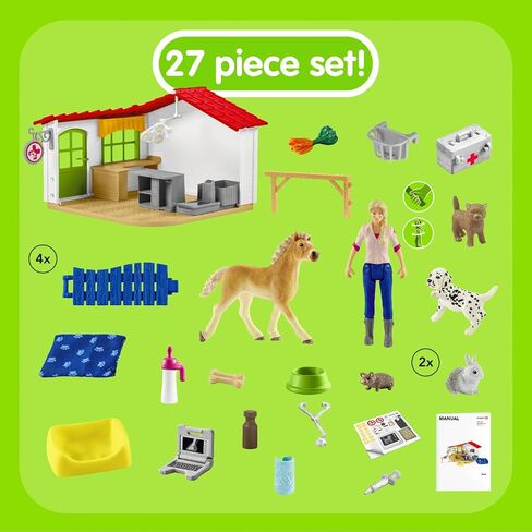 Schleich Farm World, Farm Animal Gifts for Kids, Vet Practice with Horse Figure, Animal Toys, and Accessories, 27-piece set, Ages 3+ in Saudi Arabia