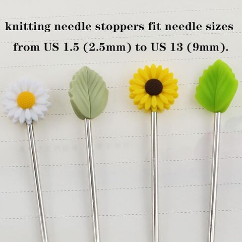 fengxiaomin 4 قطع إبر الحياكة حماة نقطة زهور الأقحوان اللطيفة والأوراق المنسوجة سدادة إبرة للمبتدئين الحياكة اليدوية DIY سدادة إبرة الحياكة in Kuwait