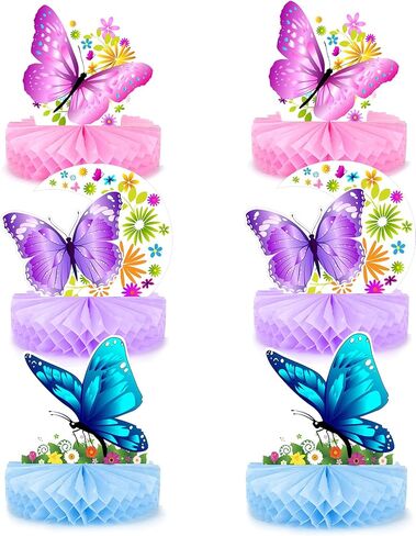 6 قطع من الطاولة المركزية على شكل فراشة خلية النحل من بوسوها،زينة حفلات فراشات زينة عيد الميلاد لوازم الحفلات لحفلات أعياد الميلاد وحفلات الزفاف على شكل فراشة in Kuwait