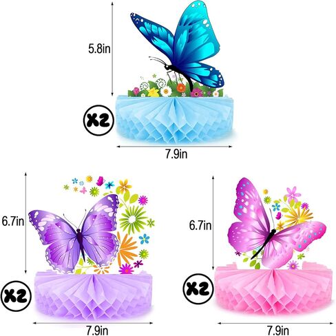 6 قطع من الطاولة المركزية على شكل فراشة خلية النحل من بوسوها،زينة حفلات فراشات زينة عيد الميلاد لوازم الحفلات لحفلات أعياد الميلاد وحفلات الزفاف على شكل فراشة in Kuwait