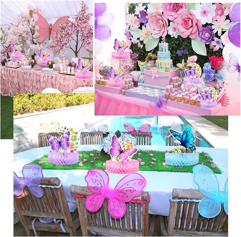 6 قطع من الطاولة المركزية على شكل فراشة خلية النحل من بوسوها،زينة حفلات فراشات زينة عيد الميلاد لوازم الحفلات لحفلات أعياد الميلاد وحفلات الزفاف على شكل فراشة in Kuwait