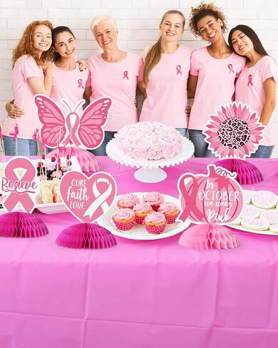 8 قطع للتوعية بسرطان الثدي خلية العسل زينة مركزية حزب سرطان الثدي لوازم المكتب الشريط الوردي هدية عيد للمرأة موضوع أكتوبر حزب حزب حزب الديكور in Kuwait