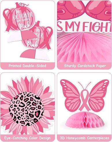 8 قطع للتوعية بسرطان الثدي خلية العسل زينة مركزية حزب سرطان الثدي لوازم المكتب الشريط الوردي هدية عيد للمرأة موضوع أكتوبر حزب حزب حزب الديكور in Kuwait