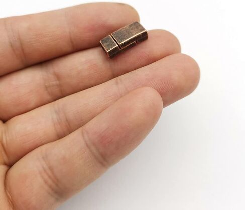 Pack 10 Flat Magnetic Clasps for Jewelry Making Leather Strap Glue in 5x2mm Hole Antique Copper in Kuwait