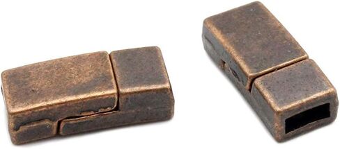 Pack 10 Flat Magnetic Clasps for Jewelry Making Leather Strap Glue in 5x2mm Hole Antique Copper in Kuwait
