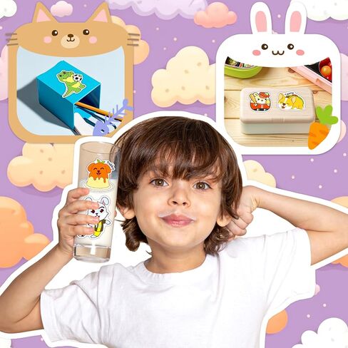 300 قطعة من ملصقات الحيوانات الغذائية لزجاجات المياه، ملصقات حيوانات رياضية لطيفة للأطفال، مجموعة ملصقات من الفينيل للطعام والحيوانات للفتيات المراهقات والطلاب مكافأة من الفينيل in Kuwait