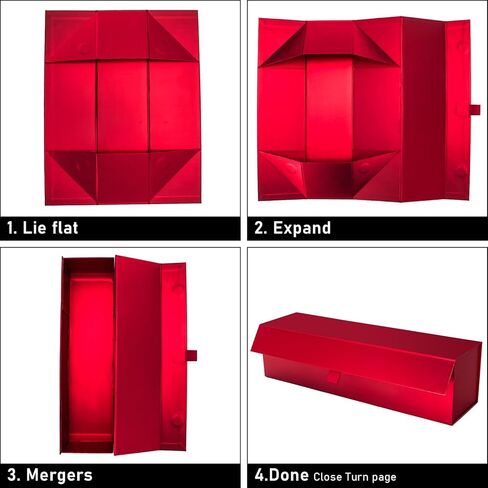 صندوق هدايا النبيذ KoKoBin مع غطاء، 13.5x3.74x3.74 بوصة، صندوق هدايا مغناطيسي، صندوق اقتراح العريس، تغليف هدايا حفلات أعياد الميلاد والزفاف in Kuwait