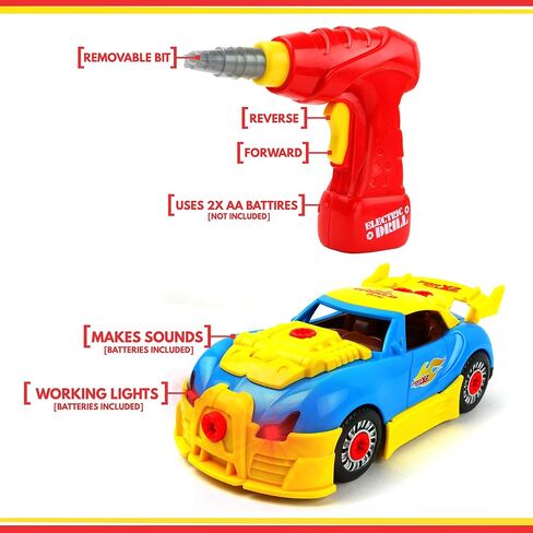 بيج موس تويز 661-184 قم ببناء سيارة السباق الخاصة بك - لعبة سيارة سباق ستيم هدية للاطفال، اصفر in Kuwait