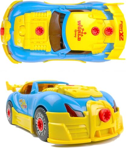 بيج موس تويز 661-184 قم ببناء سيارة السباق الخاصة بك - لعبة سيارة سباق ستيم هدية للاطفال، اصفر in Kuwait