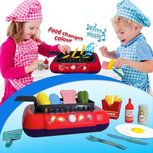 TALGIC DIY Magic Fry Gourmet Cooking Box, Kitchen Set Toy for Kids, Pretend Play 20 PCS Play Food for Kids Kitchen Playset, The Best Birthday Gift for Children in Kuwait