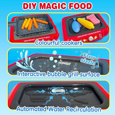 TALGIC DIY Magic Fry Gourmet Cooking Box, Kitchen Set Toy for Kids, Pretend Play 20 PCS Play Food for Kids Kitchen Playset, The Best Birthday Gift for Children in Kuwait