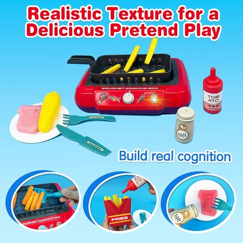 TALGIC DIY Magic Fry Gourmet Cooking Box, Kitchen Set Toy for Kids, Pretend Play 20 PCS Play Food for Kids Kitchen Playset, The Best Birthday Gift for Children in Kuwait