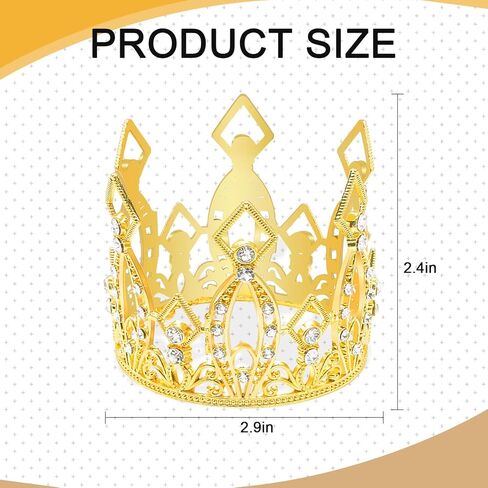 نيو ميمو تاج صغير لتزيين الكيك على شكل تاج ذهبي، تاج ذهبي لتزيين الكيك من حجر الراين لحفلات الزفاف واعياد الميلاد وحفلات استقبال المولود الجديد وكعكة الاميرة الملكة in Kuwait