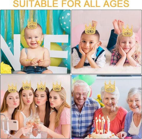 نيو ميمو تاج صغير لتزيين الكيك على شكل تاج ذهبي، تاج ذهبي لتزيين الكيك من حجر الراين لحفلات الزفاف واعياد الميلاد وحفلات استقبال المولود الجديد وكعكة الاميرة الملكة in Kuwait