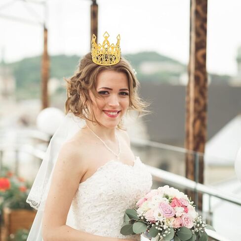 نيو ميمو تاج صغير لتزيين الكيك على شكل تاج ذهبي، تاج ذهبي لتزيين الكيك من حجر الراين لحفلات الزفاف واعياد الميلاد وحفلات استقبال المولود الجديد وكعكة الاميرة الملكة in Kuwait