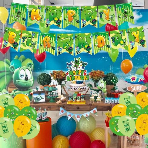 زينة حفلات الدب والاصدقاء من جامي بير اند فريندز، لوازم حفلات اعياد الميلاد لدب جامي اند فريندز تتضمن لافتة وزينة كيك و12 قطعة علوية للكب كيك - 18 بالون in Kuwait