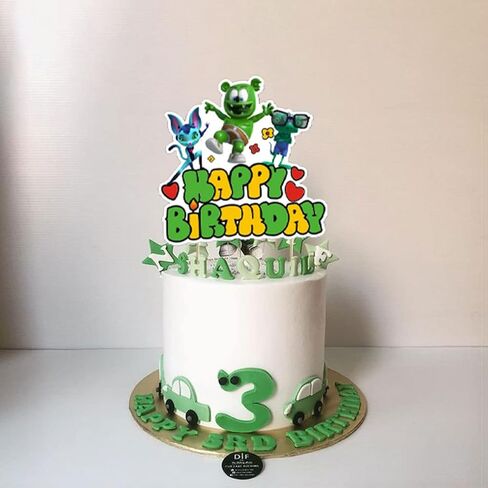 زينة حفلات الدب والاصدقاء من جامي بير اند فريندز، لوازم حفلات اعياد الميلاد لدب جامي اند فريندز تتضمن لافتة وزينة كيك و12 قطعة علوية للكب كيك - 18 بالون in Kuwait