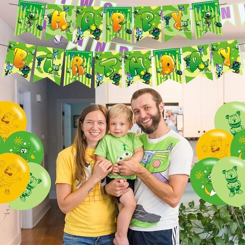 زينة حفلات الدب والاصدقاء من جامي بير اند فريندز، لوازم حفلات اعياد الميلاد لدب جامي اند فريندز تتضمن لافتة وزينة كيك و12 قطعة علوية للكب كيك - 18 بالون in Kuwait