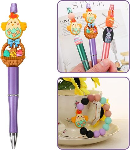 15 قطعة من الخرز البؤري السيليكوني للأقلام وخرز موضوع عيد الفصح وشخصيات متنوعة على شكل خرز سيليكون لصنع سلسلة المفاتيح وخرز السيليكون بالجملة لصنع المجوهرات وقلادة السوار والحرف اليدوية in Kuwait